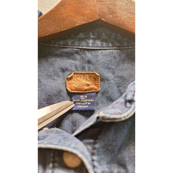 VTG GUESS LOS ANGLES 1981 Denim Chambray Shirt Snap Button Front Women Medium - Picture 3 of 8